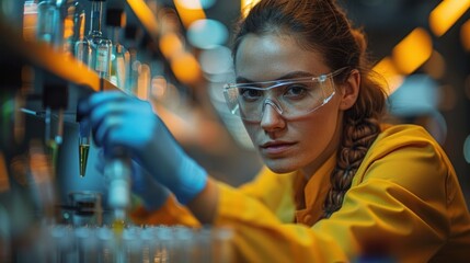 Focused Female Scientist in Laboratory