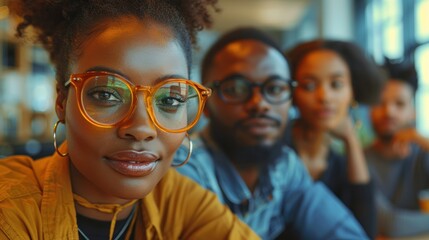Portrait of a Woman with Glasses and Friends in Background