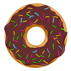  realistic of donuts with sprinkles isolated on transparent background.

