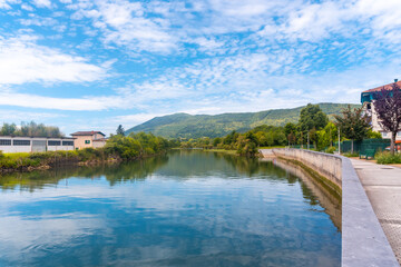 Obraz premium Beginning of the Jaizubia marsh in the town of Hondarribia or Fuenterrabia in Gipuzkoa. Basque Country