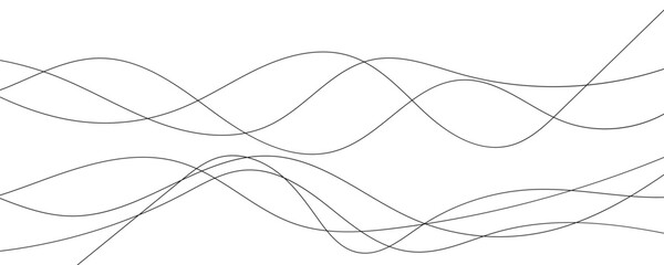 Wave lines vector illustration. Curve wave seamless pattern. Line art striped graphic template.