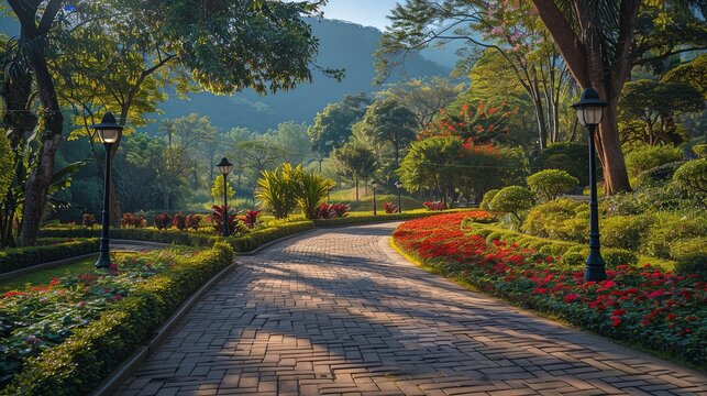 A Winding Path Through a Lush Garden