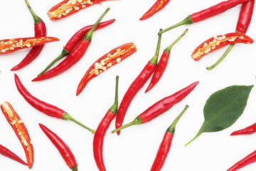 Red chili peppers on white background