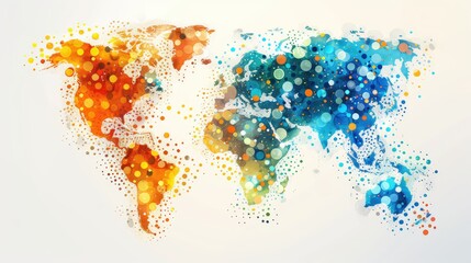 Fototapeta premium Dynamic Cartography: Abstract World Map with Overlapping Circles and Dots
