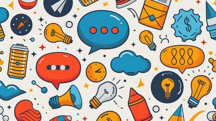 Innovative Business Concepts: Speech Bubble and Lightbulb Tile Pattern