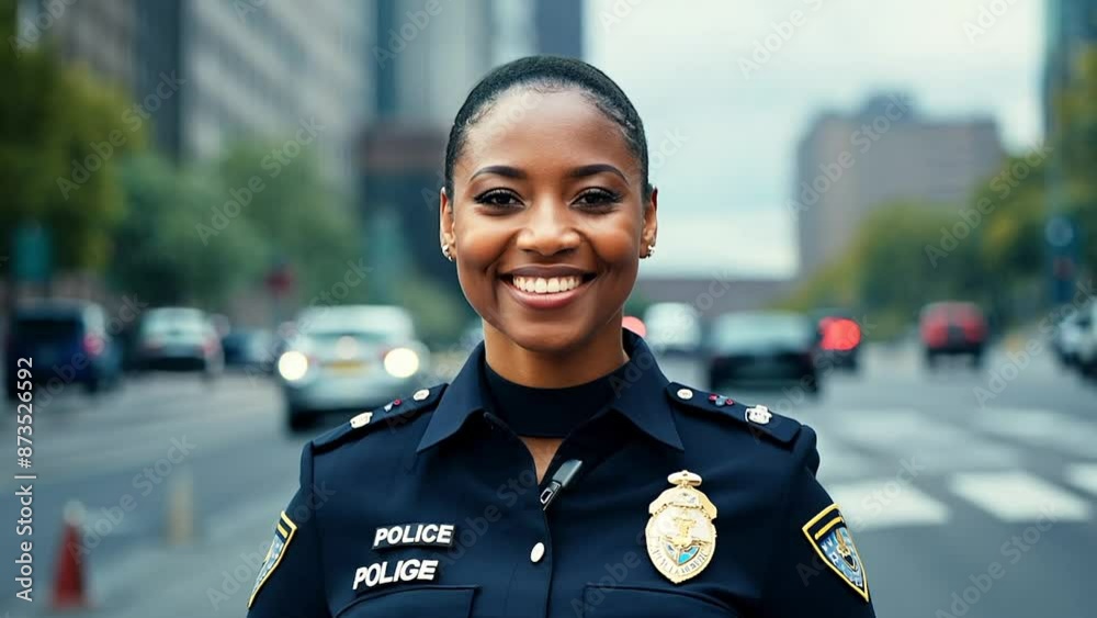 Wall mural Police officer smiling face portrait