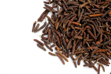 Dried long pepper or Indian long pepper