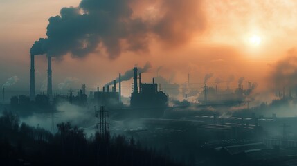 Fototapeta premium Smoke Billowing From Industrial Factory.