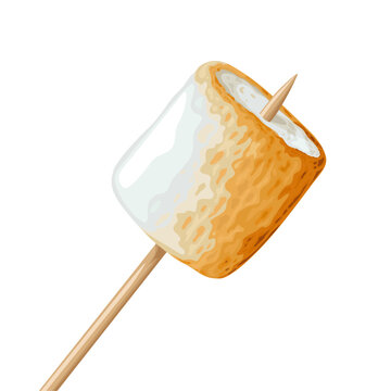 Toasted marshmallow vector illustration, isolated white background.