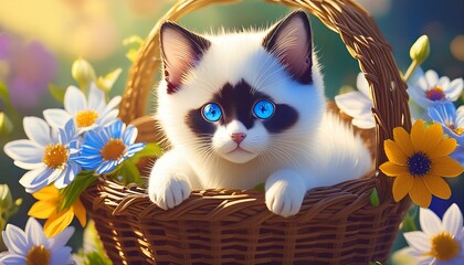 kitten in basket