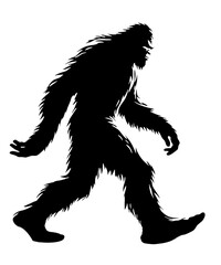 detailed black bigfoot sasquatch icon illustrated silhouette isolated