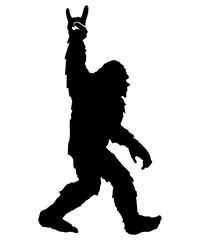black bigfoot sasquatch doing rock on hand gesture icon silhouette isolated © lacrimoza