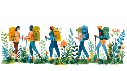 Friendship Day - Friends Hiking
Adventurous Background with Doodles
PNG File, Isolated on White