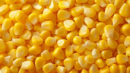 Close-up of vibrant yellow corn kernels filling the frame, showcasing their vivid color and smooth texture.