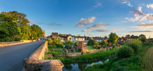 Newport Pagnell town skyline panorama in Buckinghamshire. England