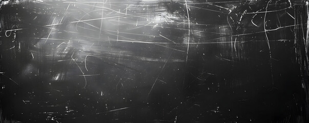 Blank black chalkboard background with textured scratch marks, ideal for presentations, educational purposes, and events, with ample copy space for text or drawings.