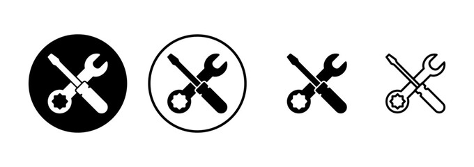Repair icon vector isolated on white background. Wrench and screwdriver icon. settings vector icon. Maintenance. tools