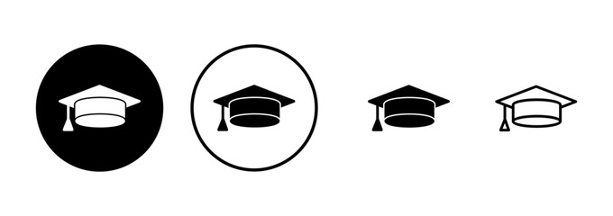 Education icon vector isolated on white background. Graduation cap icon. Graduate. Students cap