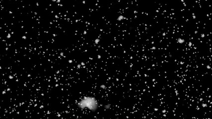 Realistic snow falling on black background. Flakes to down, Christmas animation with alpha channel - Powered by Adobe