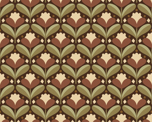 Abstract leaves art deco seamless patterns. Vector geometric background. Decorative illustration for fabric, textile, etc.