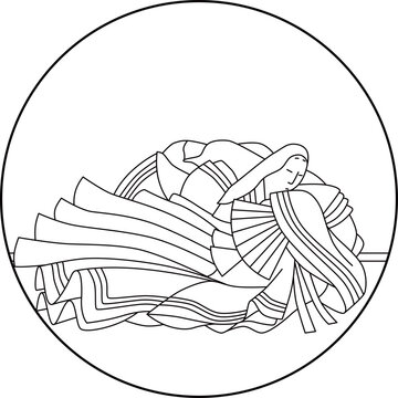 woman in flowing dress, black and white clip art preview