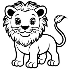 cute lion line art, generative AI