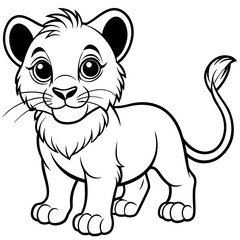 cute lion line art, generative AI