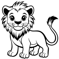 cute lion line art, generative AI