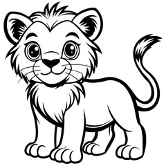 cute lion line art, generative AI