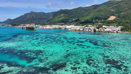 Seychelles Archipelago At Victoria In Seychelles Islands Seychelles. Indian Ocean Landscape. Beach Paradise. Victoria At Seychelles Islands. Seascape Outdoor. Nature Background. Tourism Travel.