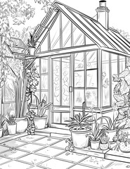 Fototapeta premium greenroom coloring page in black and white