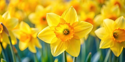 Obraz premium Bright yellow daffodil petals close-up , Spring, flower, vibrant, nature, petals, beauty, blooming, daffodil, yellow, macro