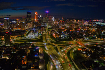 Aerial View of the Minneapolis, Skyline at Night