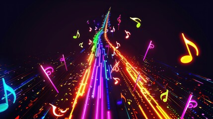Neon Music Notes Pathway