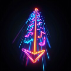 Neon Music Notes Arrow