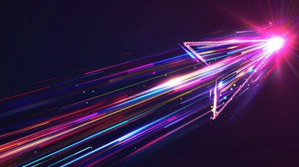 Abstract Neon Arrow with Glowing Lines and Particles
