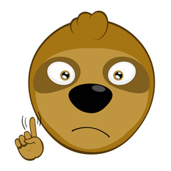 vector illustration face bear sloth character animal cartoon, saying no with a hand gesture