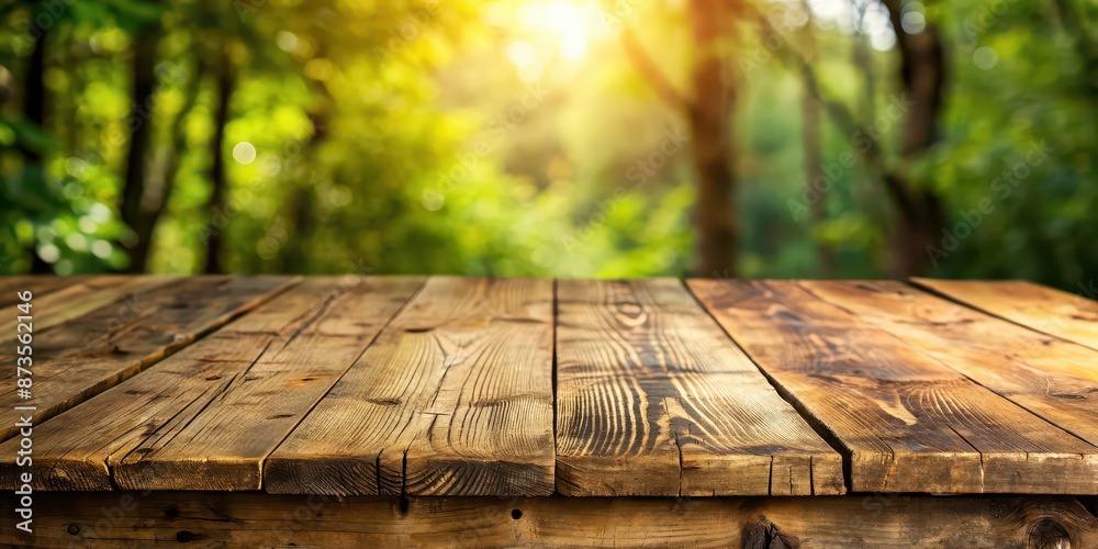 Poster Empty old wooden table with rustic texture and natural imperfections , vintage, aged, worn out, weathered, wooden