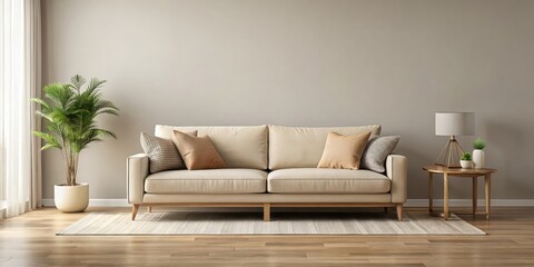 Beige sofa and decor in modern living room on background, beige, sofa, decor, living room, modern, interior, furniture