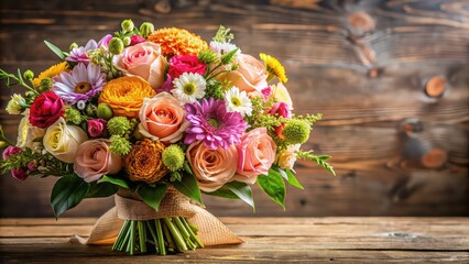A beautiful bouquet of fragrant flowers in the foreground, fragrant, bouquet, flowers, colorful, vibrant, fresh, petals