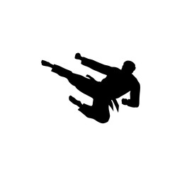 martial arts, man jumps kicking upwards vector illustration