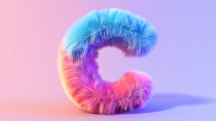 Colorful furry letter C