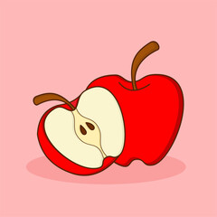vector apple fruit cartoon icon illustration. food fruit icon concept isolated