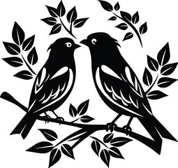 Cute Swedish couple bird vector clipart for printable digital graphics and designs.
