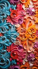 a colorful piece of art with the word  flower  on it.
