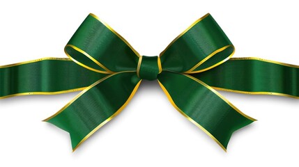 Green Ribbon Bow with Golden Edge