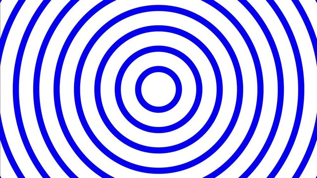 Thick outlined circles looping like a kaleidoscope. Blue outlined circles on white background. Heavy thick visual. Infinitely expanding a mesmerizing visual with concentric rings. 4K Motion Graphics