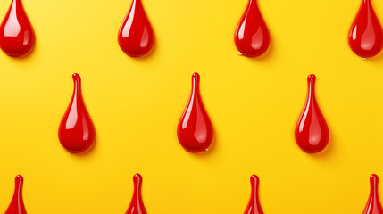 Obraz premium Yellow Drops on Red Background, Abstract Image, Texture, Pattern Background, Wallpaper, Background, Cell Phone Cover and Screen, Smartphone, Computer, Laptop, 9:16 and 16:9 Format - PNG