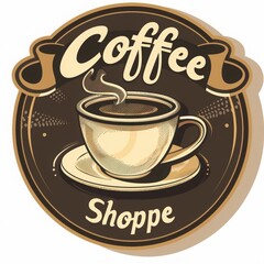 Vintage coffee shop sign with cup of coffee.  Useful for logo or branding