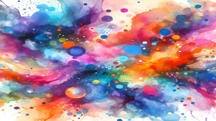 Vibrant watercolor ink splash abstract background